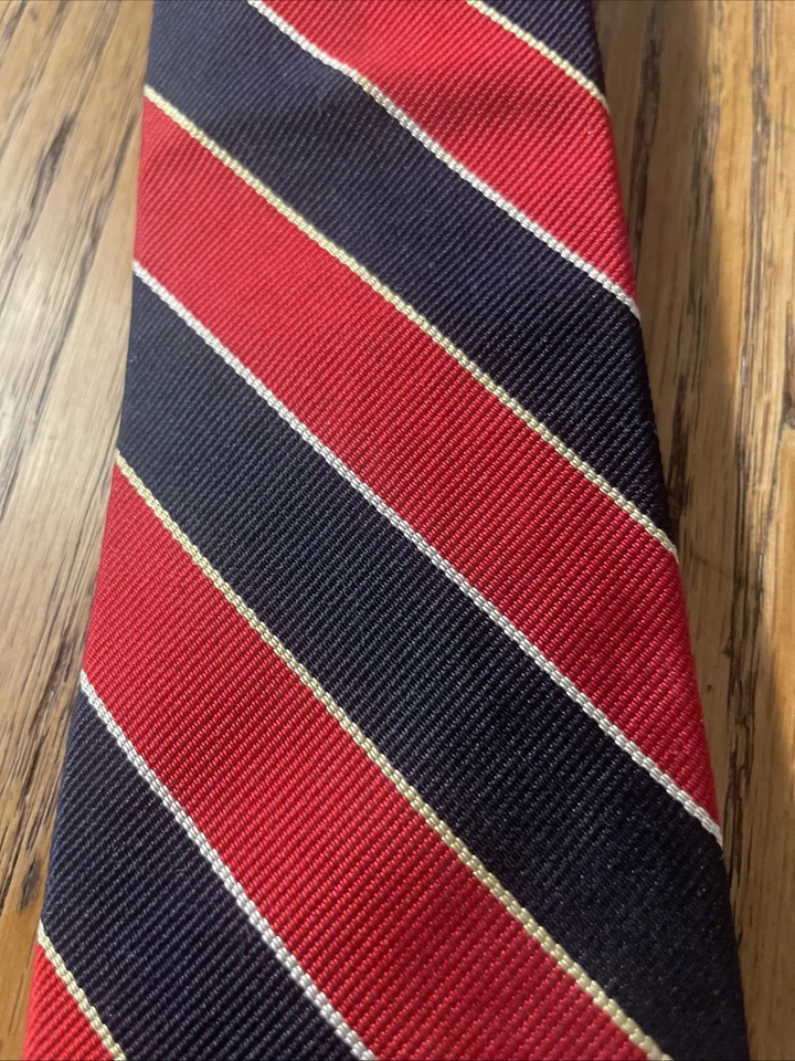 复古 EUC Bert Pulitzer Rep 丝绸领带 Organzine Warp 团体条纹 美国 — 第 3/4 张图片