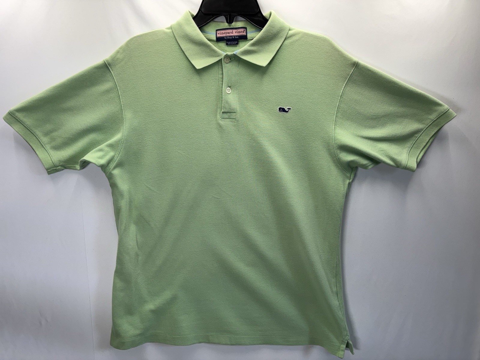 Vineyard Vines Polo Shirt Mens Medium Green Solid Whale Logo Cotton Casual