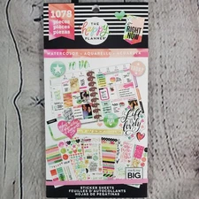 New Happy Planner Stickers Watercolor 30 Sheets 1078 pieces Calendar