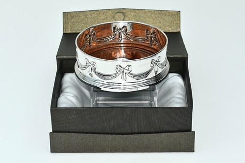 Favoloso sottobicchiere bottiglia champagne/vino in argento sterling di B&Co: in scatola 2000.:174 g - Foto 2 di 24