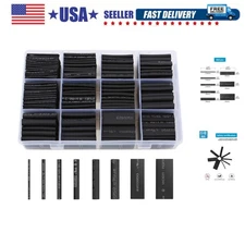 650pcs Heat Shrink Tubing Black Heat Shrink Tube Wire Shrink Wrap  Approved R...