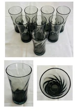 Vintage Libbey Juice Glasses 4 oz. SMOKED SWIRL 4.25" Tall 8-Piece Set VGC