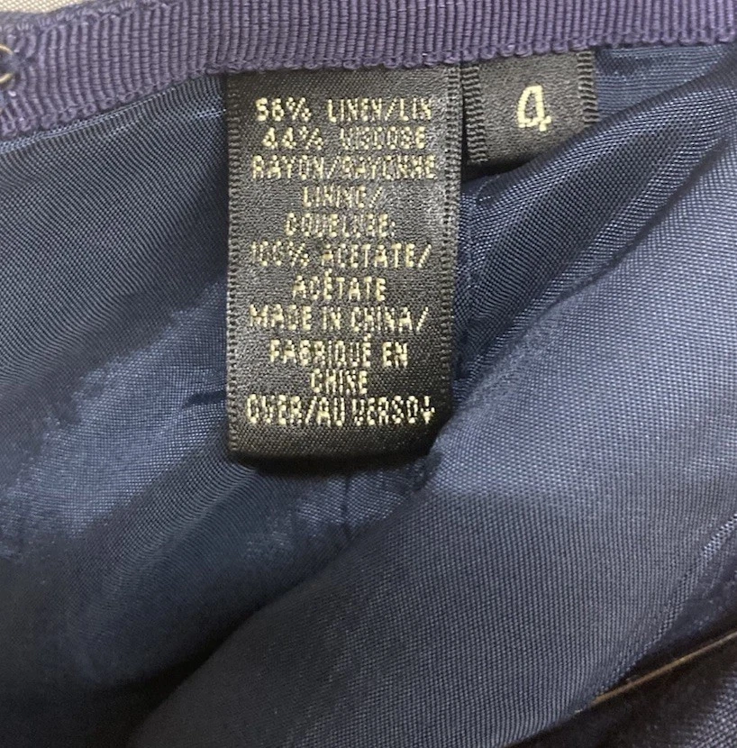 Falda Dana Buchman Talla 4 Azul Lápiz Cremallera Forrada Línea Abertura. Mezcla Foto 4 de 4