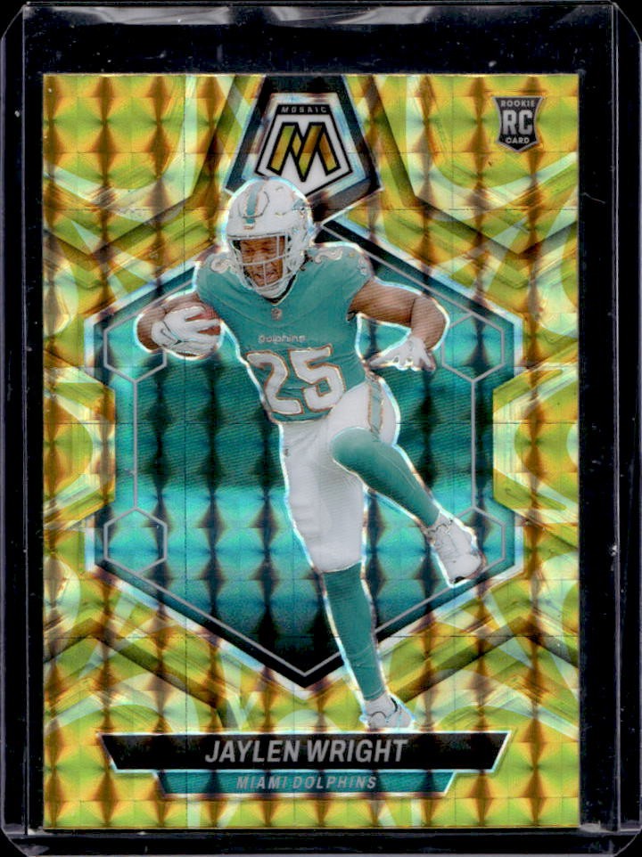 2024 Mosaic Jaylen Wright RC Reactive Yellow Prizm Rookie #383 Dolphins