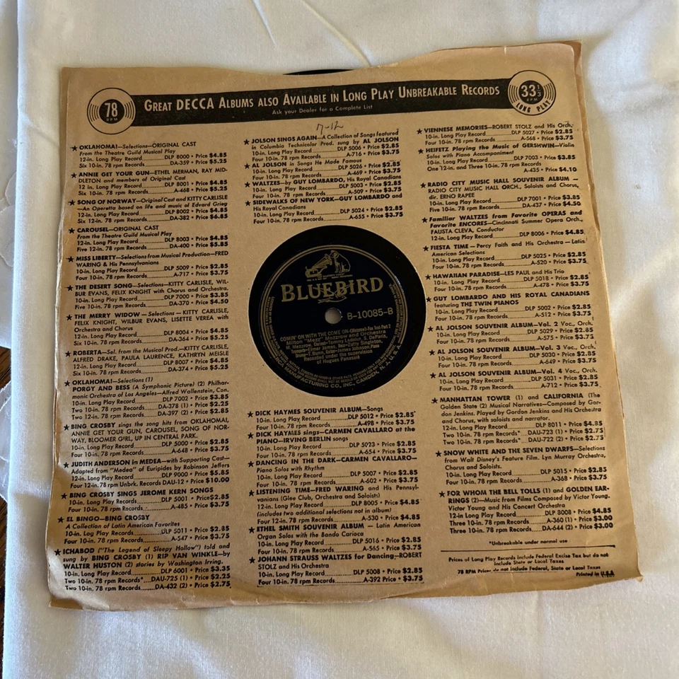 BLUEBIRD 78 RECORD 10085/MILTON MEZZ MEZZROW/COMIN ON WITH THE COME ON/ EX+ JAZZ - Image 4 of 4