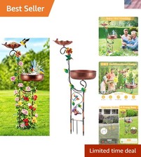 Elegant 2-in-1 Weatherproof Bird Bath Feeder Rust-Resistant Copper Design
