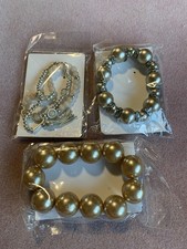 Job Lot Champagne Faux Pearl Stretch Bracelets Bundle