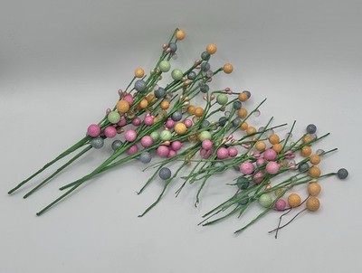 Artificial Easter Stems Spring Berry Picks Glitter Balls Lot of 39