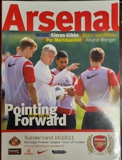 Arsenal v Sunderland 16th October 2011 Premier League Programme VGC