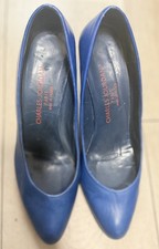 Vintage Charles Jourdan Blue Leather Heels - Made in France
