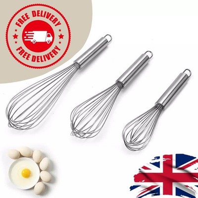 Edelstahl Hand Schneebesen Mixer Ballon Ei Milch Schläger Küche Kochen UK Werkzeug
