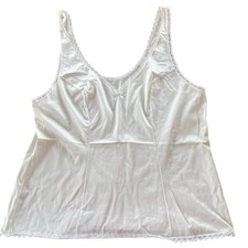 Vanity Fair Vintage Lace Trim Cami Slip Top White Sz MED Coquette