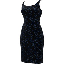 Molly Malloy Evening Vintage Navy Blue Velvet Glitter Leaf Dress  Jacket Set 14