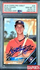 2016 KYLE TUCKER ROOKIE AUTO. ORANGE TOPPS PRO DEBUT #28  S/N  22/25 PSA 10/10.