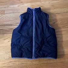 Janie And Jack Sherpa Fleece Lined Vest Boys Size 5-6 Navy Powder Blue Zip Up
