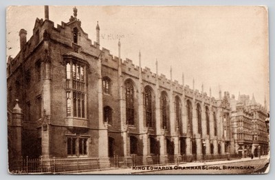 King Edward's Grammar School Birmingham England Vintage Postcard