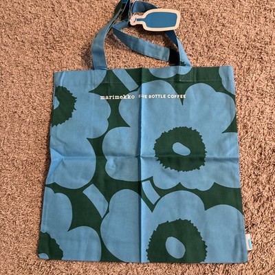 Marimekko × Blue Bottle Coffee Unikko Tote Bag Cotton Blue Green 