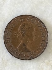 1958 Great Britain Half Penny Bronze Queen Elizabeth II Free Shipping.Z505