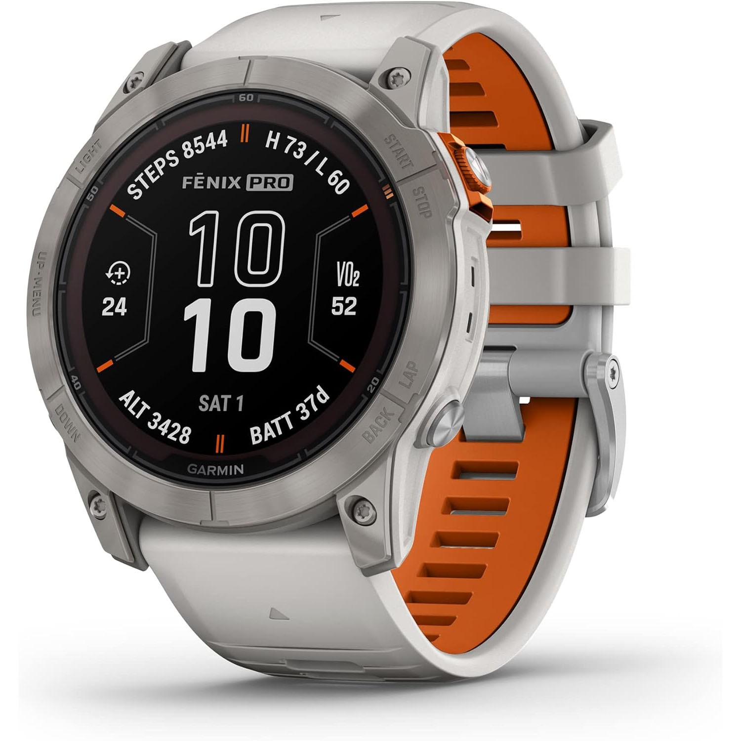Garmin Fenix 7X Pro Solar 51mm Titanium Case with Gray/Orange Silicone Strap (010-02778-14)