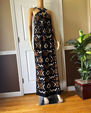 New Directions Halter Geometric Print Maxi Dress w/Twisted Neckline ~ Size 14