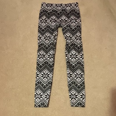 No Boundaries Chevron Print Black White Juniors M Ankle Leggings Elastic Waist