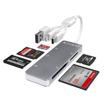 Aluminum 5-in-1 Memory Stick Duo Adapter for iPhone/PC/Android, Lightning USB...