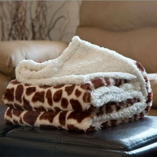 Throw Blanket with Sherpa Backing Soft Fuzzy Warm Cozy 50" x 60" Animal Prints