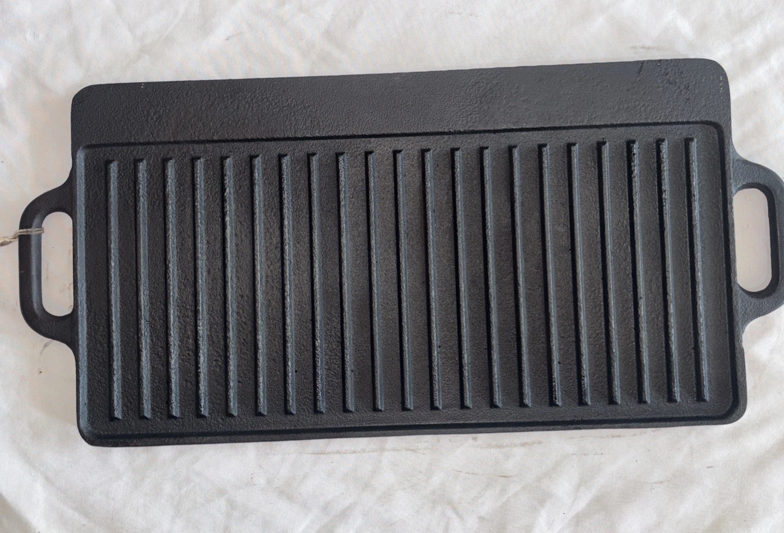 RESTORED Rectangular Cast Iron Griddle. Double Burner, Reversible SEASONED
