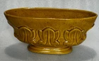 Vintage Haeger Ceramic Pedestal Planter Yellow Speckle Glaze Tulip Flower Motif