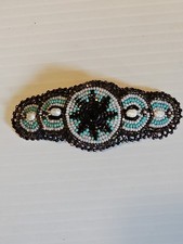 Handmade Beaded Hair Barrette Fresh Water Pearls 4 inch Leather NEW