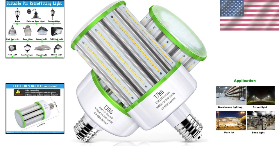 Energy-Efficient 2-Pack E39 LED Corn Bulbs, 5000K Daylight for High-Bay Areas - Image 2 of 4