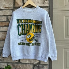 Vintage 90s Green Bay Packers Sweatshirt Logo 7 Made in USA Gray Medium