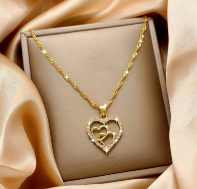 Geschenk für Sie 0,50 ct runder natürlicher Moissanit Set Ihr Herz Anhänger 925 Silber