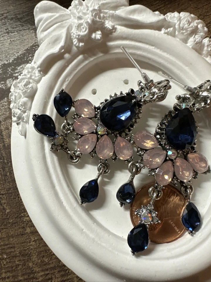 Postes de plástico para orejas muy sensibles circonita cúbica cristal pendientes multicolores Foto 2 de 4