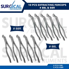 10 Pcs Extracting Forceps Dental Surgical Instruments 88R & 88L German Grade