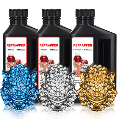 3D Printer Resin 1kg - 405nm UV-Curing, Metallic Shine, Blue/Brass/Silver