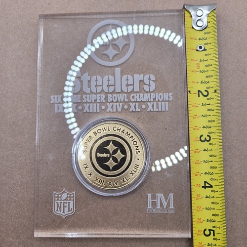 Moneda de acrílico grabada Highland Mint de los campeones del Super Bowl de los Pittsburgh Steelers con soporte - Imagen 10 de 19