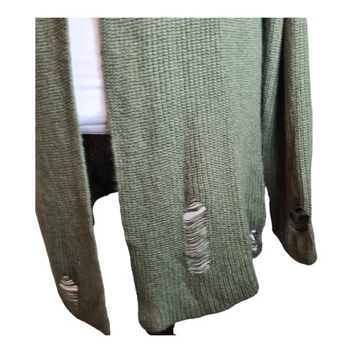 RT cardigan donna verde invecchiato con cappuccio aperto davanti manica lunga taglia L - Foto 4 di 17