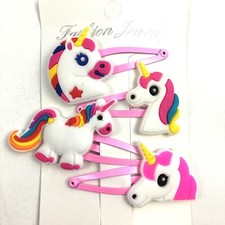 Unicorn Hair Clips Snap Clip Set Lot Small Pink Girls Women New