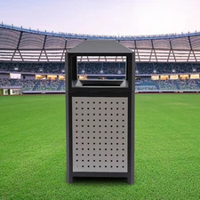 15 Gallons Steel Garbage Can For Outdoor Use Trash Receptacle With Plastic Liner