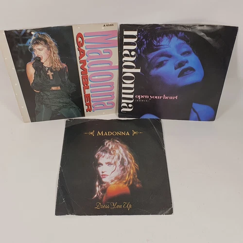Madonna 7" Single Lot Vinyl Gambler Dress You Up Open Your Heart Bundle