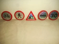 British Road Traffic Signs Warning Signals Pin Lot 1982 Lenticular Red Plastic