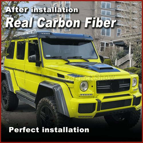 Fit For Benz W463 G500 G65 63 Real Carbon Front Roof Spoiler Wing LED Light - Picture 4 of 12