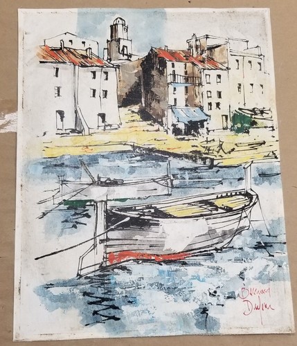 "Bernard Dufour original óleo sobre lona 13 3/4"" x 17 3/4" - Imagen 3 de 11