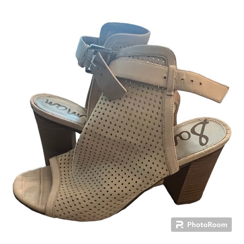 Sam Edelman Emmie perforierte offene Zehenpartie Sandalen Größe 9 beige