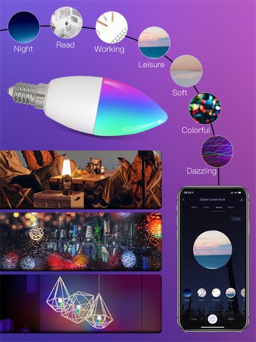 5W Tuya Wifi RGB Smart LED Light Bulb Warm Cool White Dimmable Lamp E14 - Picture 3 of 13