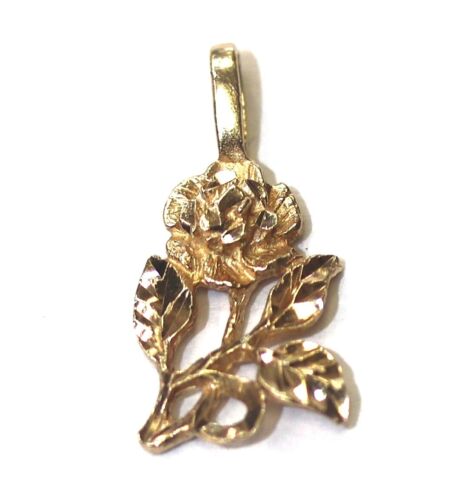 14k yellow gold 3D Flower pendant charm 1.9g uniq… - image 1