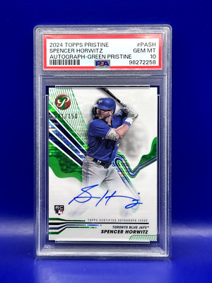 2024 Topps Pristine SPENCER HOROWITZ RC AUTO Green Pristine 81/150 PSA 10