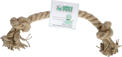 From The Field XL Tug A Hemp Organic Rope Knotted Dog Toy 14X1'' Thick Chew NEW