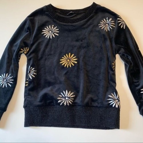 Splendid x Margherita Metallic Flowers Long Sleeve Sweater Girls Size 10 - Picture 2 of 5
